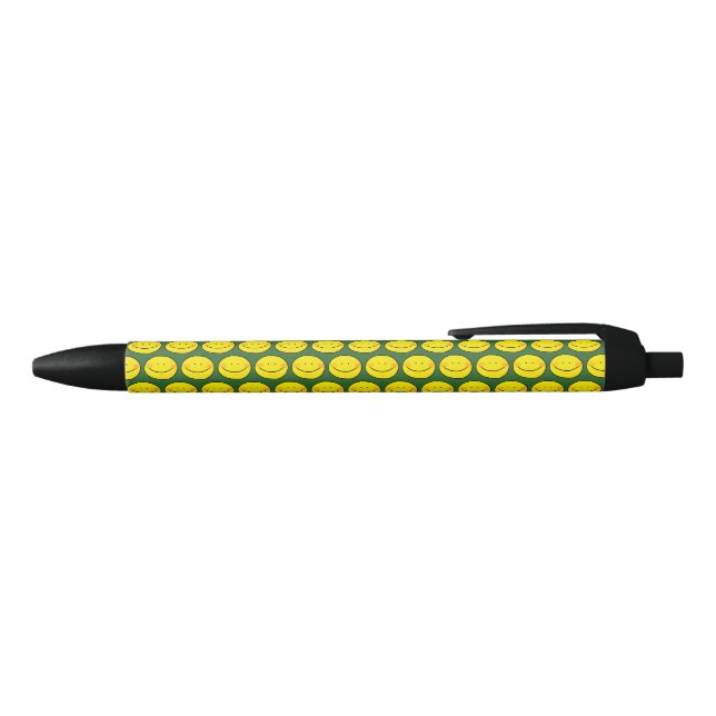 Retro Yellow Smiley Face Pattern Black Ink Pen (Top)