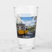 Retro yellow tram on street in Lisbon, Portugal