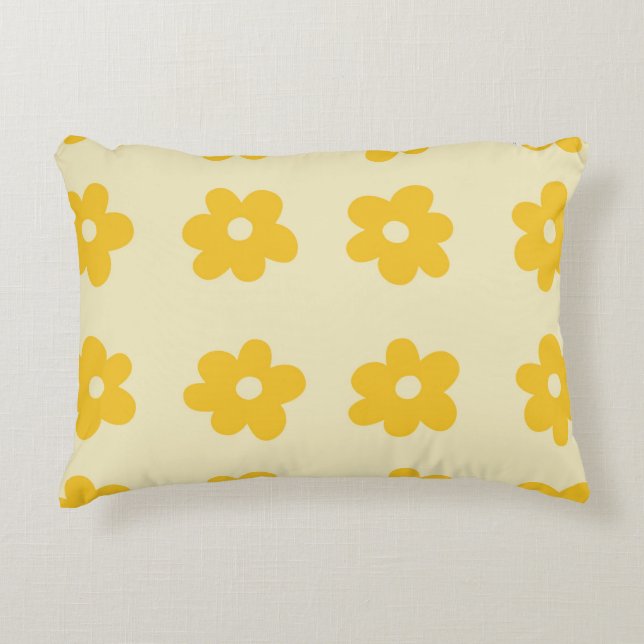 Retro Yellow Tropical Simple Flower Pattern Accent Pillow (Front)