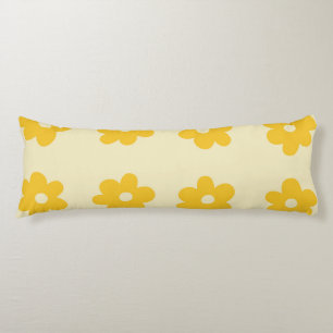 Retro Yellow Tropical Simple Flower Pattern Body Pillow