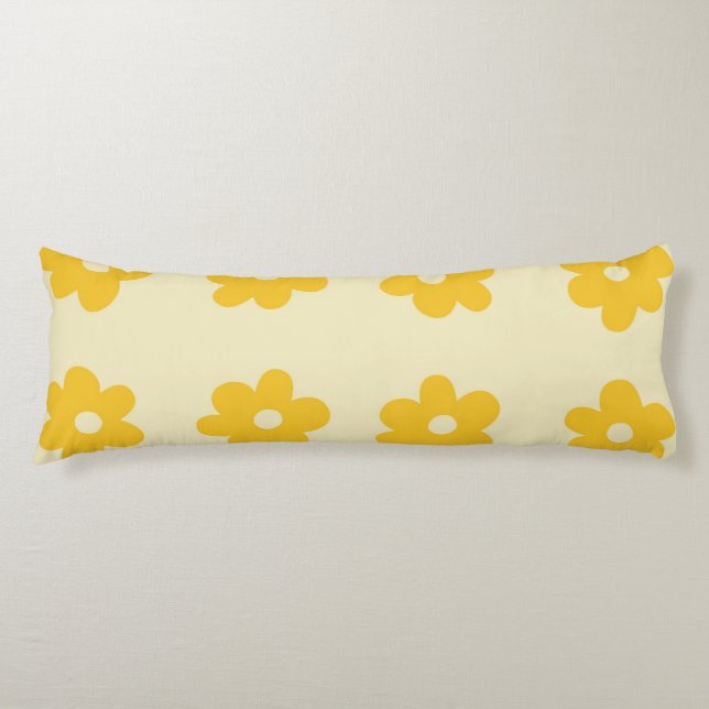 Retro Yellow Tropical Simple Flower Pattern Body Pillow (Front)