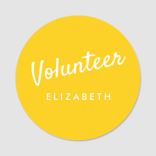 Retro Yellow Volunteer Magnetic Name Tag