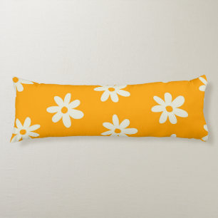 Retro Yellow White Floral Simple Flower Pattern Body Pillow