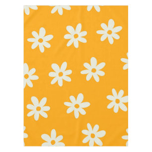 Retro Yellow White Floral Simple Flower Pattern Tablecloth