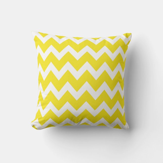 Retro YELLOW Zig Zag Pattern Throw Pillow (Front)