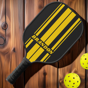 Retro Yellowjacket Dual Board Stripes with Name Pickleball Paddle