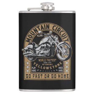 Retro Yellowstone Motorcycle Hip Flask