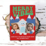 Retro Yeti Whimsical Two Kids Photo Christmas  Holiday Card<br><div class="desc">This whimsical Christmas card features a festive hand illustrated yeti design with fun retro fonts. Easily customize these cards to add 2 photos using the personalization feature.</div>