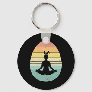 Retro Yoga Easter Egg Easter Day Mediation Womens Keychain