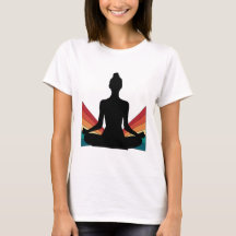 Retro Yoga Girl Minimalist Meditation Pose Graphic
