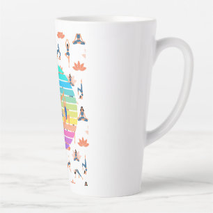 Retro Yoga in Vibrant Flow of Harmonious Colors Latte Mug