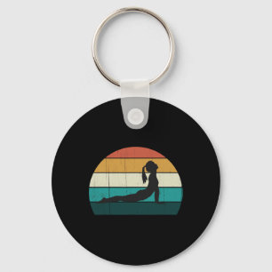 Retro Yoga Pose Vintage Mind Meditation Body Worko Keychain