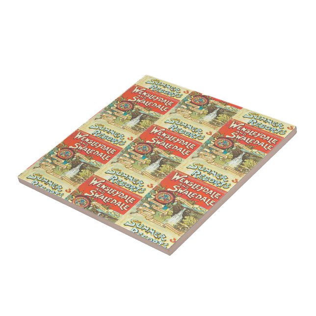 Retro Yorkshire Railroad Tourist Guide Cover Art Tile (Side)