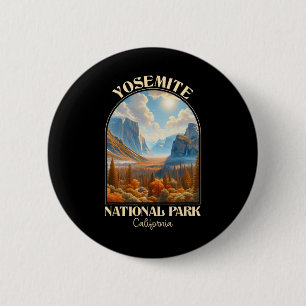 Retro Yosemite National Park Autumn Season Camping 2 Inch Round Button