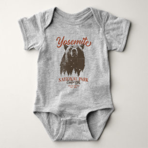 Retro Yosemite National Park California Black Bear Baby Bodysuit