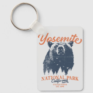 Retro Yosemite National Park California Black Bear Keychain