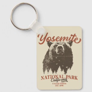 Retro Yosemite National Park California Black Bear Keychain