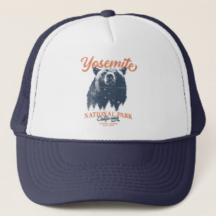 Retro Yosemite National Park California Black Bear Trucker Hat