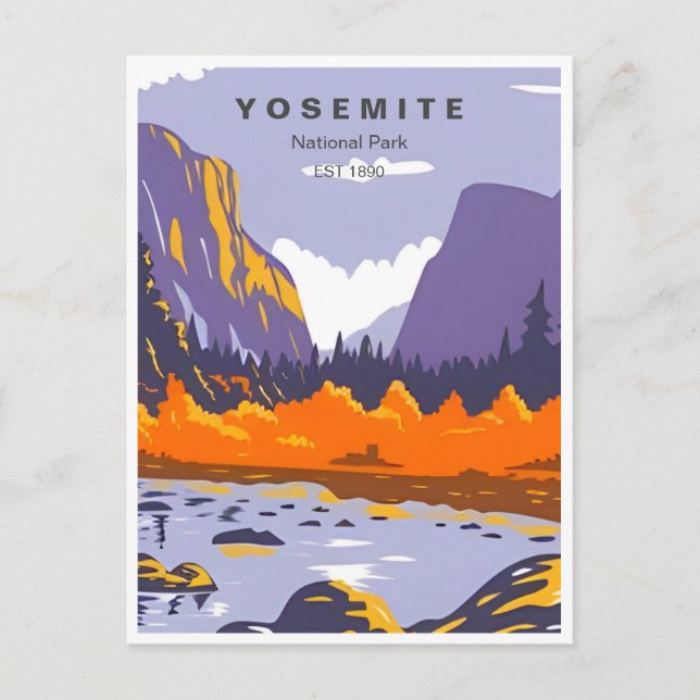 retro Yosemite National Park Half Dome California Postcard (Front)