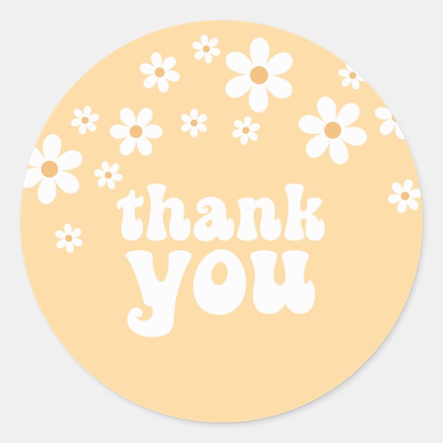 Retro Young Wild three Daisy floral 3rd birthday C Classic Round Sticker (Front)