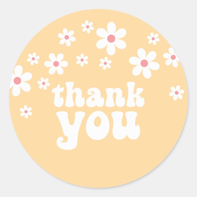 Retro Young Wild three Daisy floral 3rd birthday Classic Round Sticker (Front)