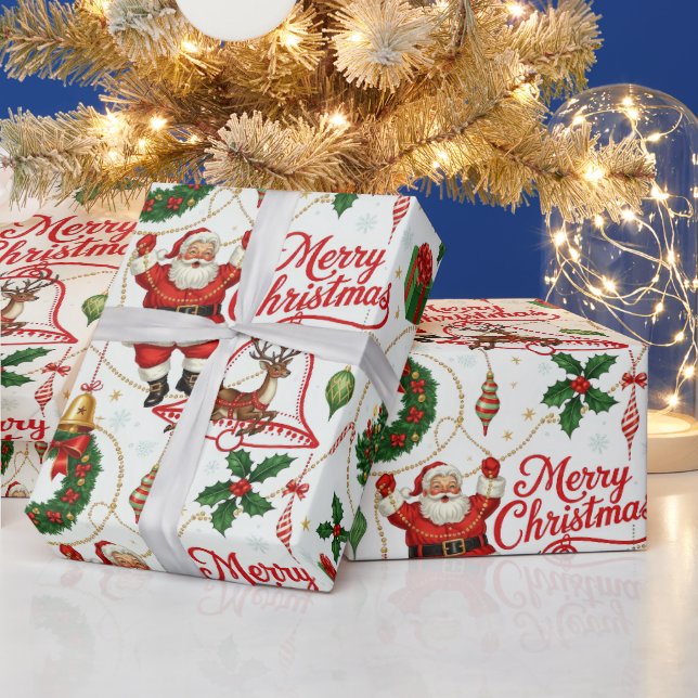 Retro Yuletide Cheer: Merry & Bright Holiday Wrapping Paper (Holidays)