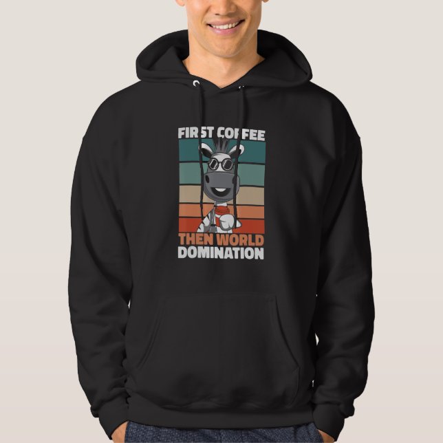 Retro Zebra Coffee Wildlife African Animal Vintage Hoodie (Front)