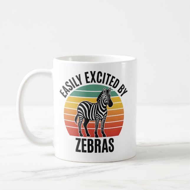 Retro Zebra Sunset with Fun Wild Spirit Coffee Mug (Left)