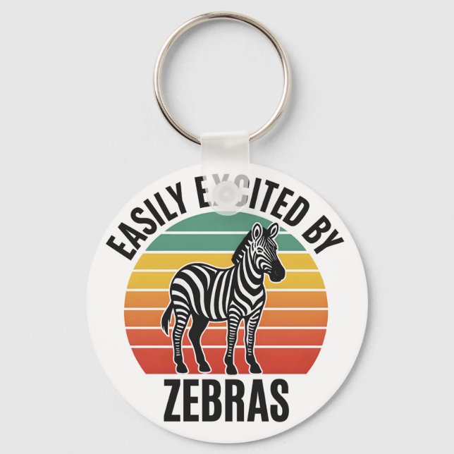 Retro Zebra Sunset with Fun Wild Spirit Keychain (Front)