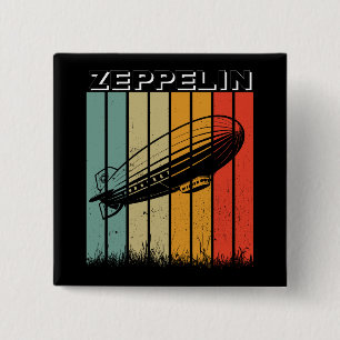 Retro Zeppelin Dirigible Airship Zepelin Zepplin 2 Inch Square Button