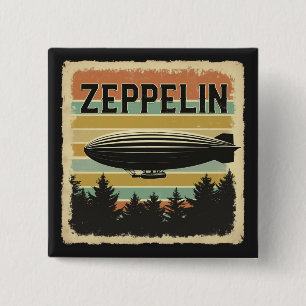 Retro Zeppelin Dirigible Airship Zepelin Zepplin 2 Inch Square Button