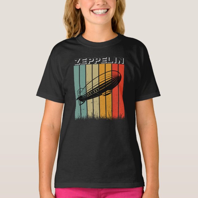 Retro Zeppelin Dirigible Airship Zepelin Zepplin T-Shirt (Front)