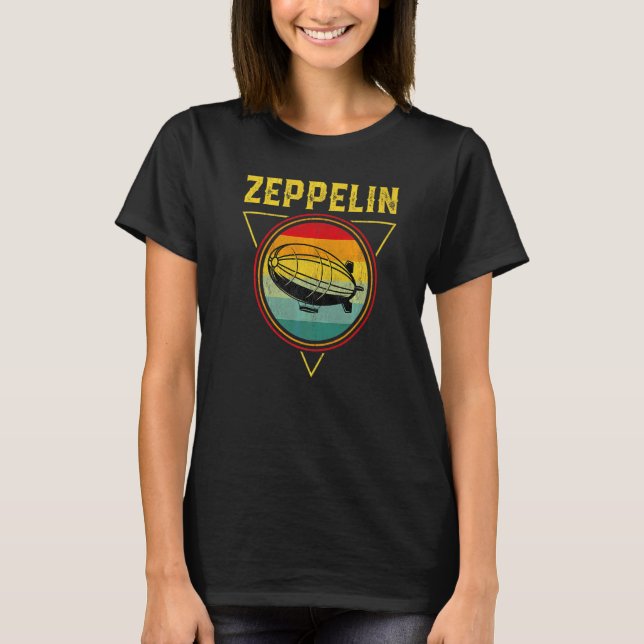 Retro Zeppelin  Dirigible Blimp Airship 70s 80s T-Shirt (Front)