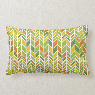 Retro Zig-Zag Orange & Green Chevron Lumbar Pillow