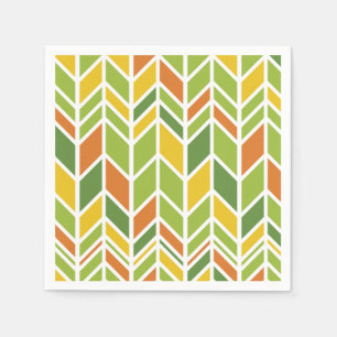 Retro Zig-Zag Orange & Green Chevron Napkin