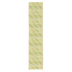Retro Zig-Zag Orange & Green Chevron Short Table Runner