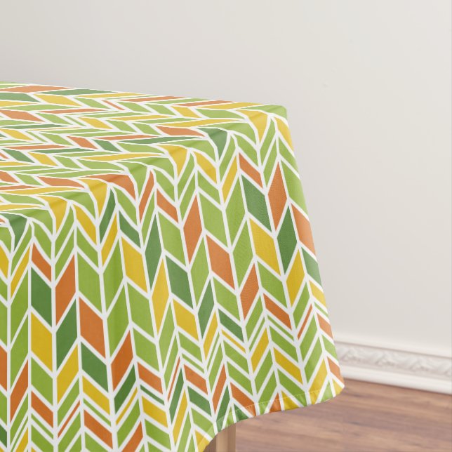 Retro Zig-Zag Orange & Green Chevron Tablecloth (In Situ)