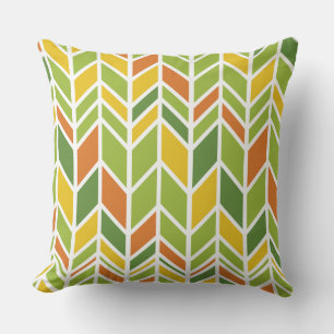 Retro Zig-Zag Orange & Green Chevron Throw Pillow