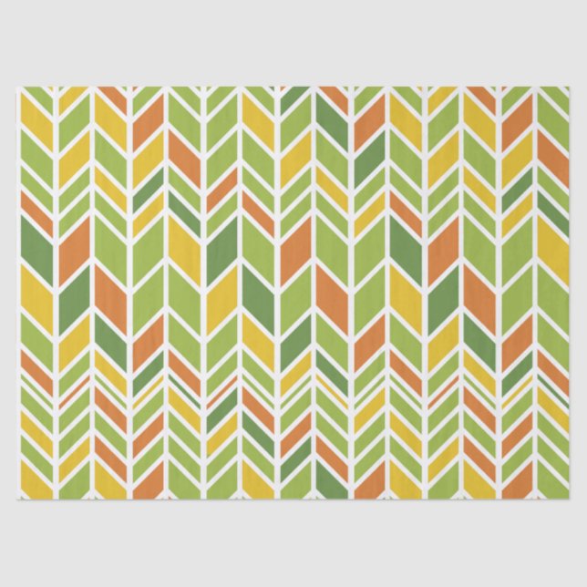 Retro Zig-Zag Orange & Green Chevron Tissue Paper (Front)