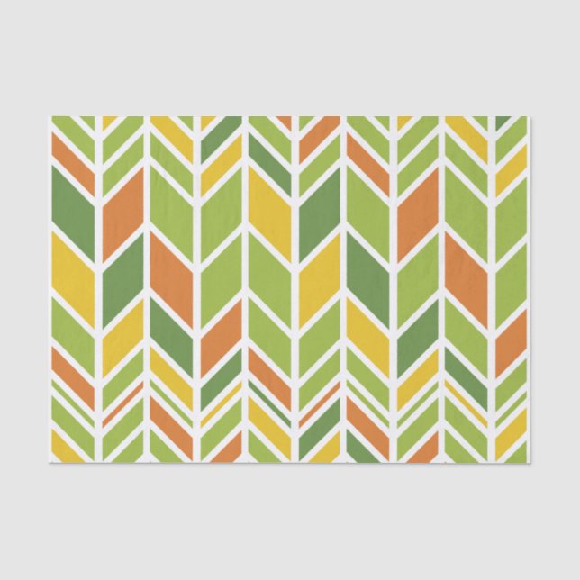 Retro Zig-Zag Orange & Green Chevron Tissue Paper (Front)
