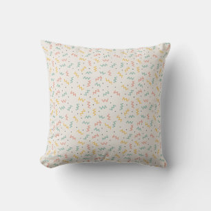 Retro Zigzag and Dots in Teal Mustard and Coral Throw Pillow