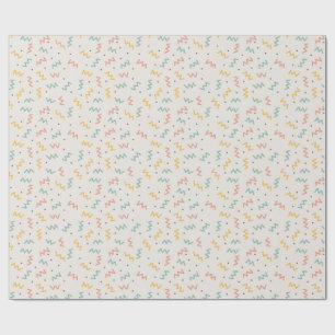 Retro Zigzag and Dots in Teal Mustard and Coral Wrapping Paper