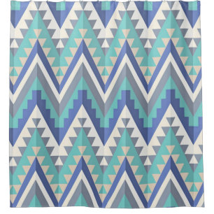 Retro Zigzag Chevron Teal Blue Grey Taupe White