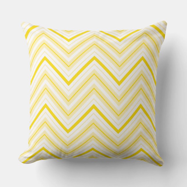 Retro Zigzag Pattern Yellows & White Throw Pillow (Front)
