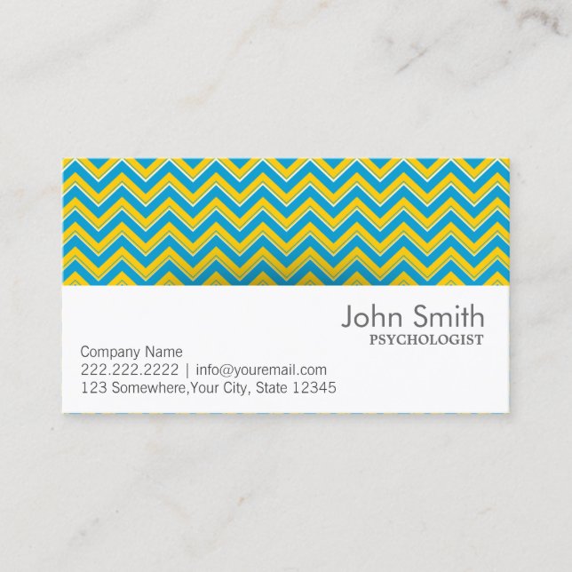 Retro Zigzag Psychologist Business Card (Front)