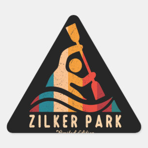 Retro Zilker Park Kayaking Triangle Sticker