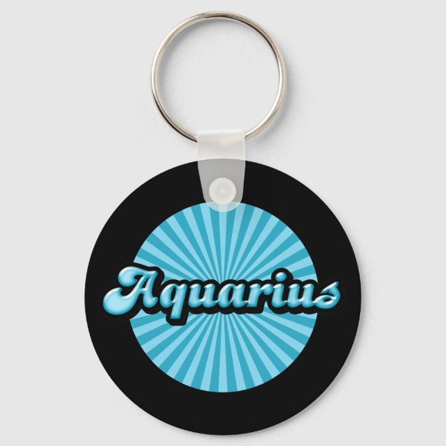 Retro Zodiac Aquarius Keychain (Front)