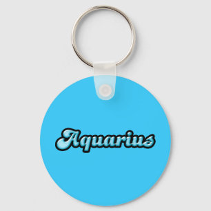 Retro Zodiac Aquarius Keychain