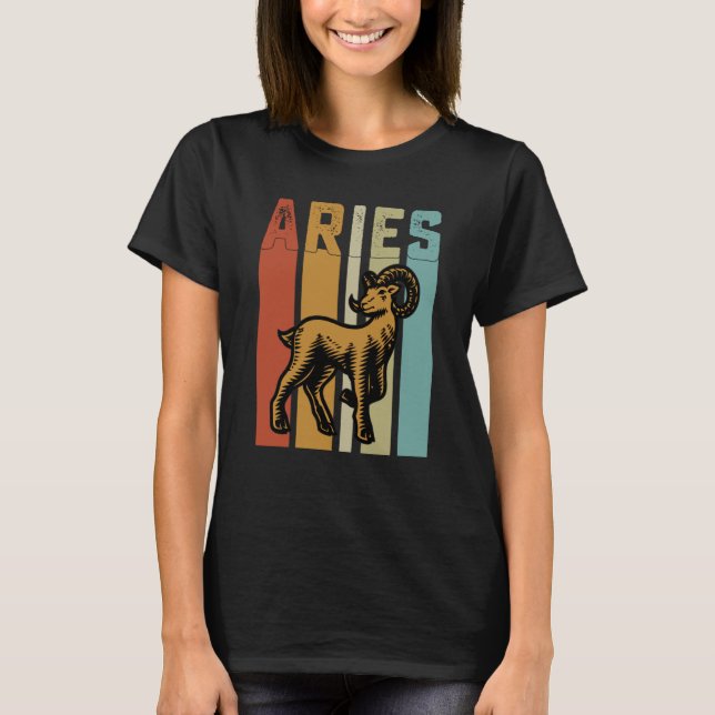 Retro Zodiac Aries Vintage Style Astrology T-Shirt (Front)