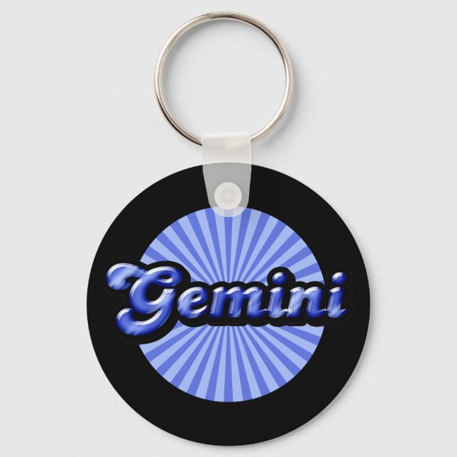 Retro Zodiac Gemini Keychain (Front)